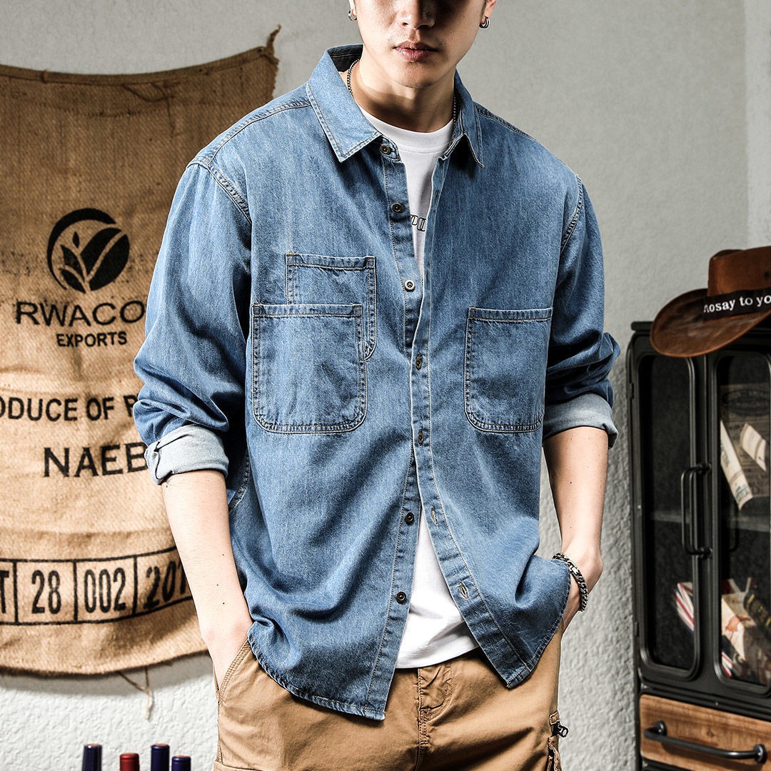 Winter Clothing Pk - เสื้อเชิ้ตยีนส์แขนยาวสไตล์สปริง รุ่นรัฟฟิอัน ดีไซน์เท่ห์ ทันสมัย ใส่ได้หลายโอกาส สไตล์อเมริกันเรโทร