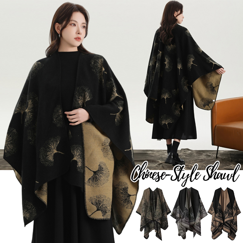 Winter Clothing Gift Ideas - ผ้าคลุมไหล่ถักลายพิมพ์สำหรับผู้หญิง แฟชั่นฤดูใบไม้ร่วงฤดูหนาว ผ้าพันคอคล้ายเสื้อคลุม อุปกรณ์เสริมเสื้อผ้า ไอเดียของขวัญวันหยุด