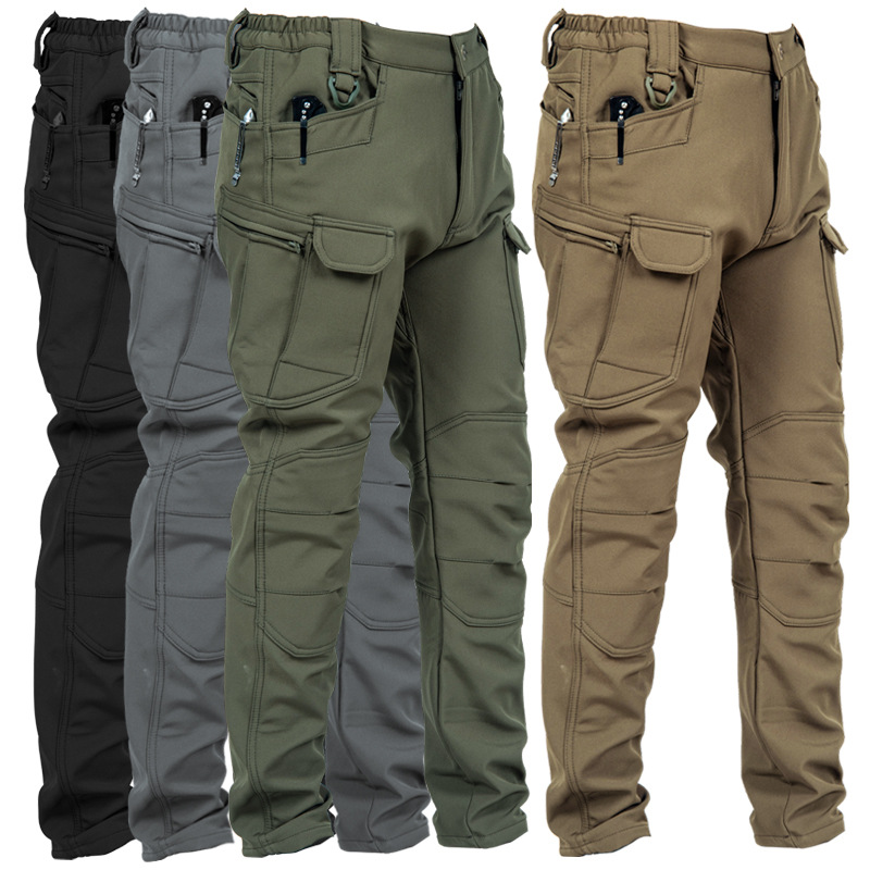 Winter Clothing Hiking - กางเกงทำงานทรงสลิมฟิตสำหรับผู้ชาย มีกระเป๋าหลายช่อง กันลมและกันน้ำ เหมาะสำหรับกางเกงเดินป่ากลางแจ้งในฤดูหนาว