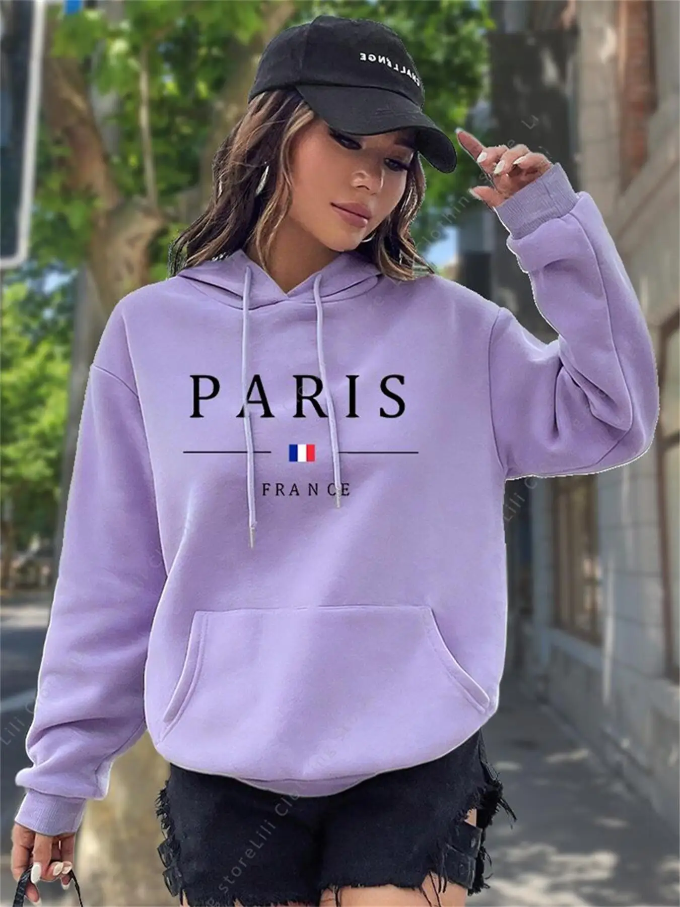 เสื้อฮู้ดพิมพ์ลายกราฟิก PARIS  - Winter Clothing Drawing บทวิจารณ์และราคา