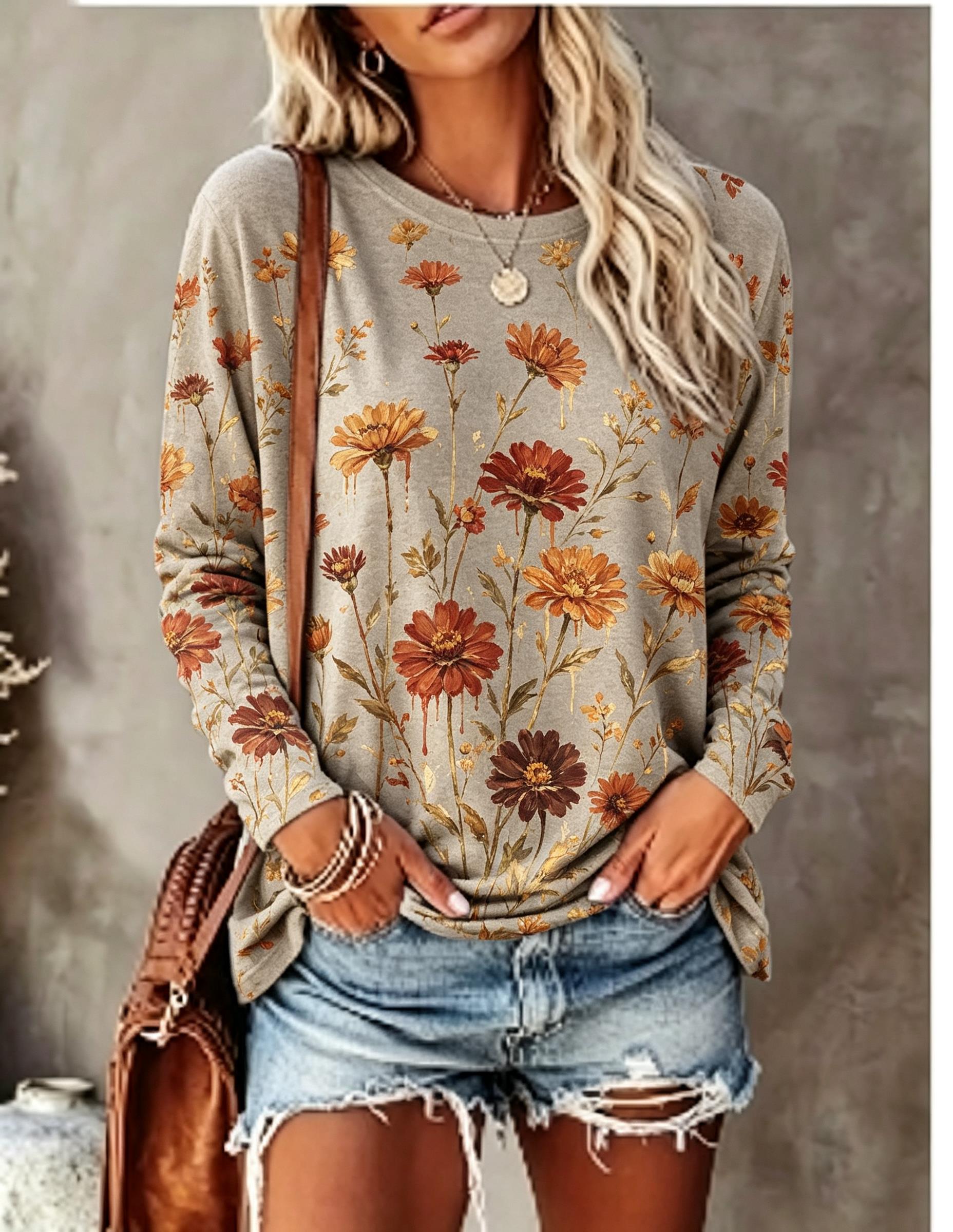 เสื้อยืดแขนยาวผู้หญิง ลายพิมพ์ - Winter Clothing For Women บทวิจารณ์และราคา